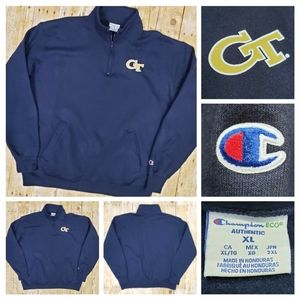 Champion Georgia Tech Yellow Jackets Long Sleeve 1/4 Zip Pullover Fleece XL EUC